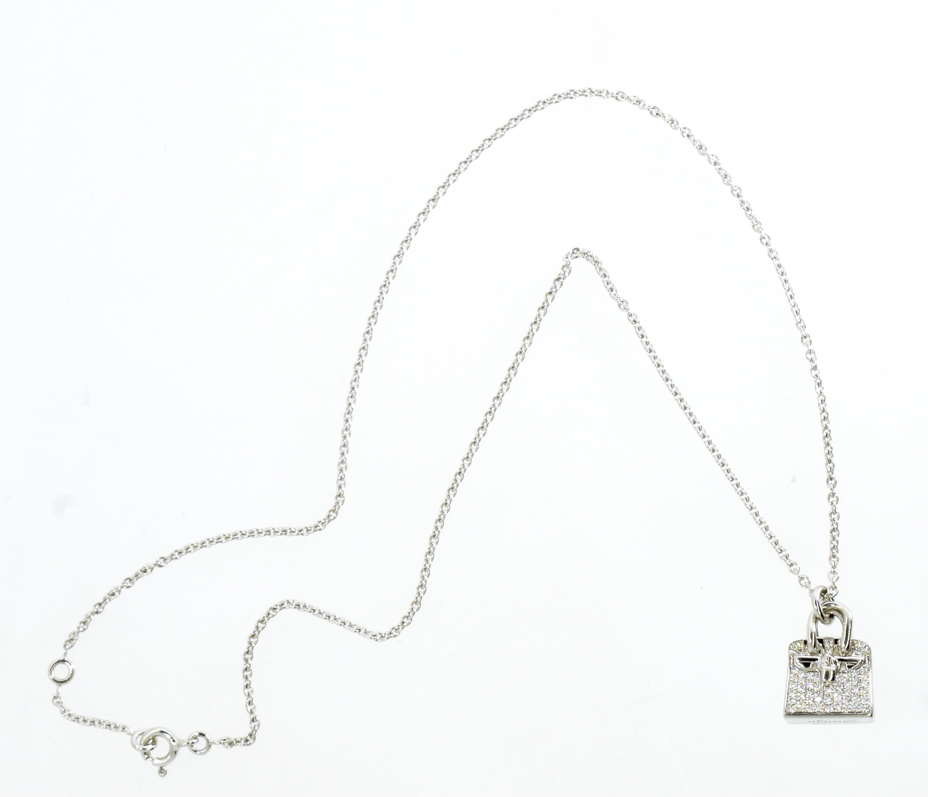 Contemporary Hermès Diamond and 18k Birkin Amulette Pendant Necklace