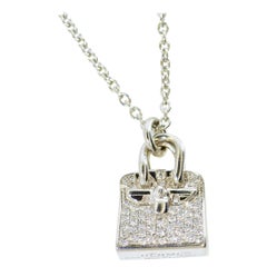 Hermès Diamond and 18k Birkin Amulette Pendant Necklace