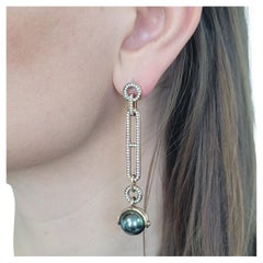Hermès Diamond and Black Pearl "Chandra " Drop Earrings