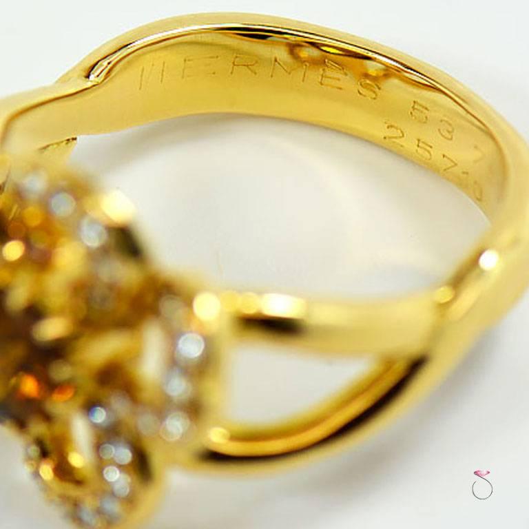 Hermès, bague fleur en or jaune 18 carats, diamants et citrine en vente 2