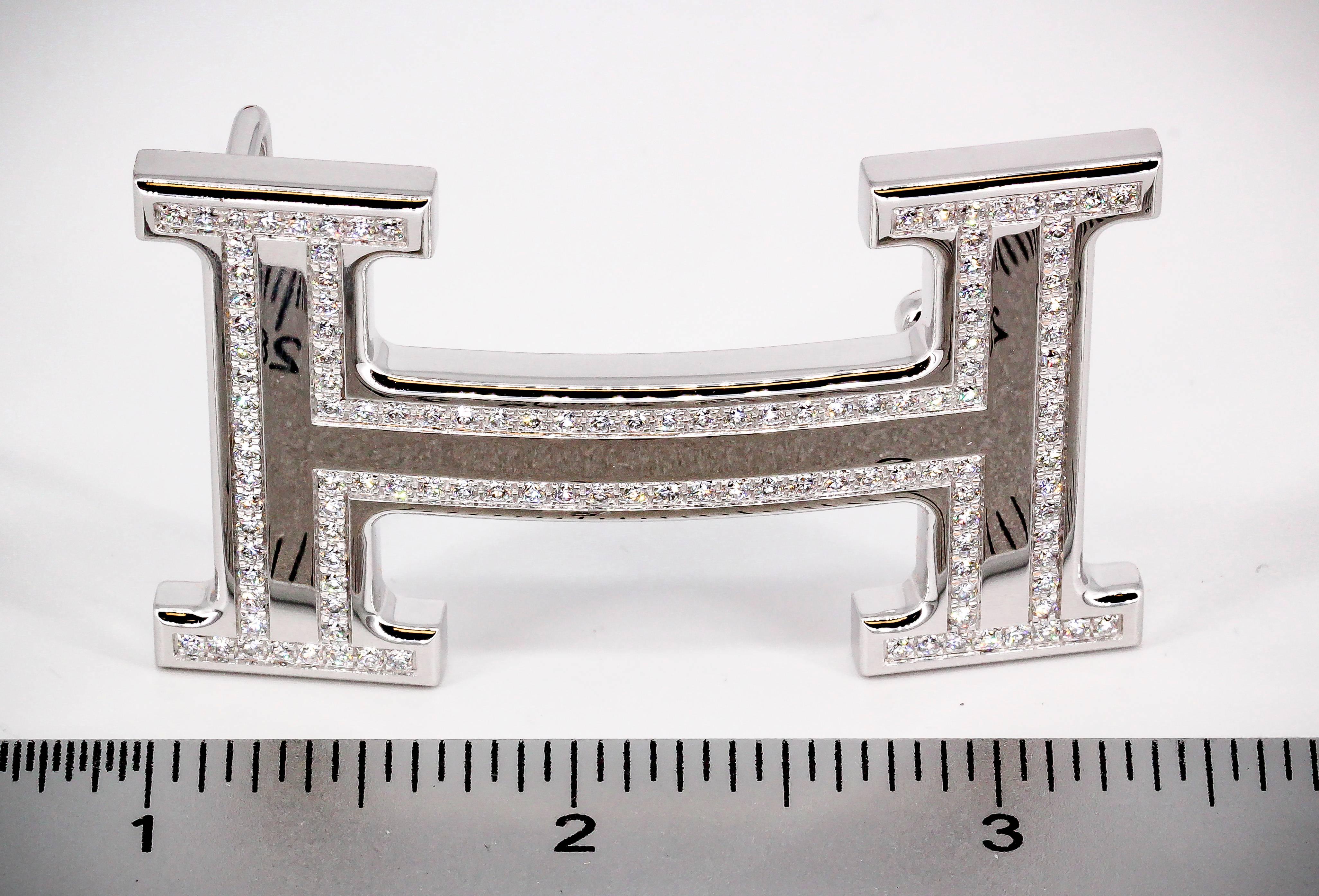 Hermes Diamond and White Gold Belt Buckle 1