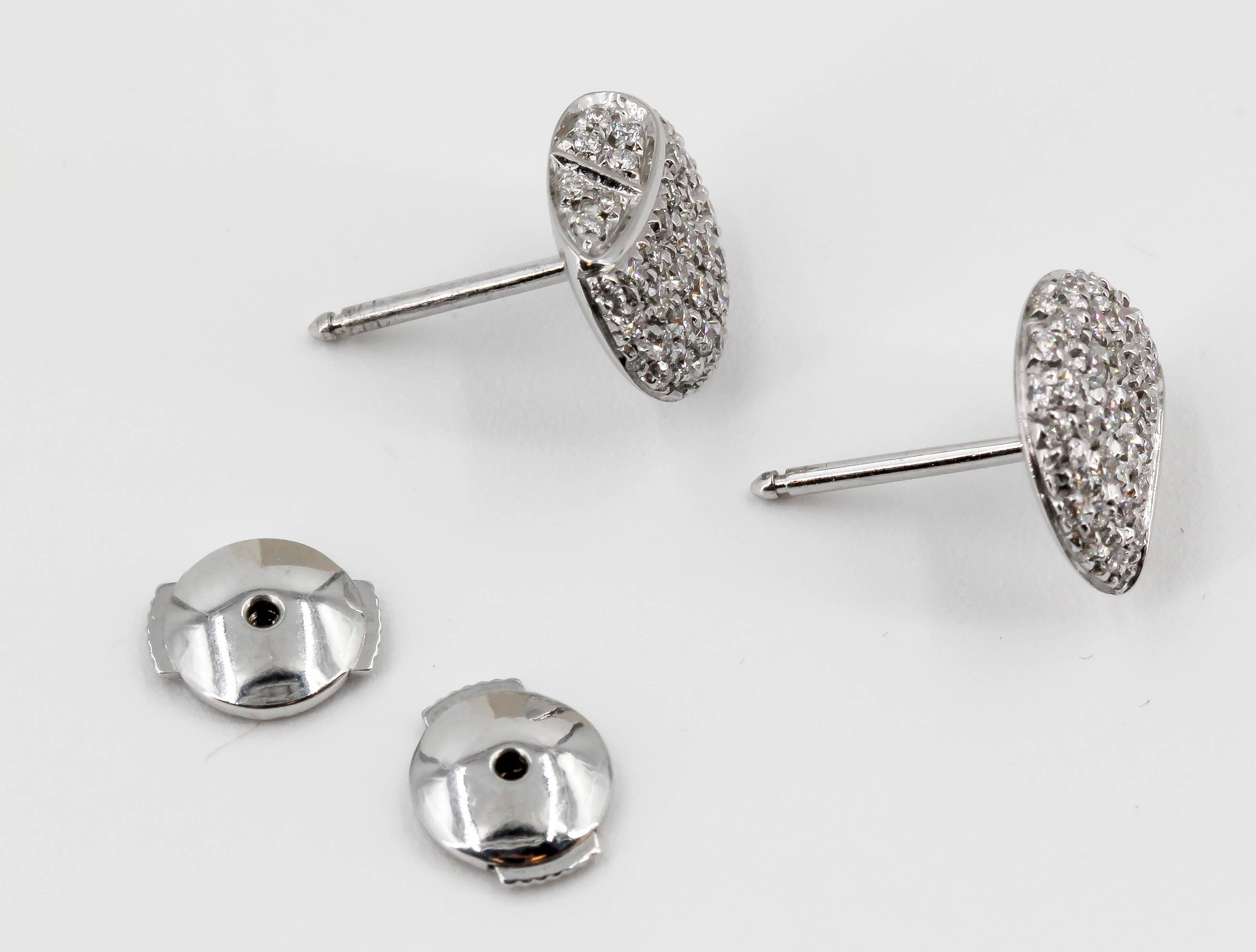 Hermes Diamond and White Gold Stud Earrings In Excellent Condition In New York, NY