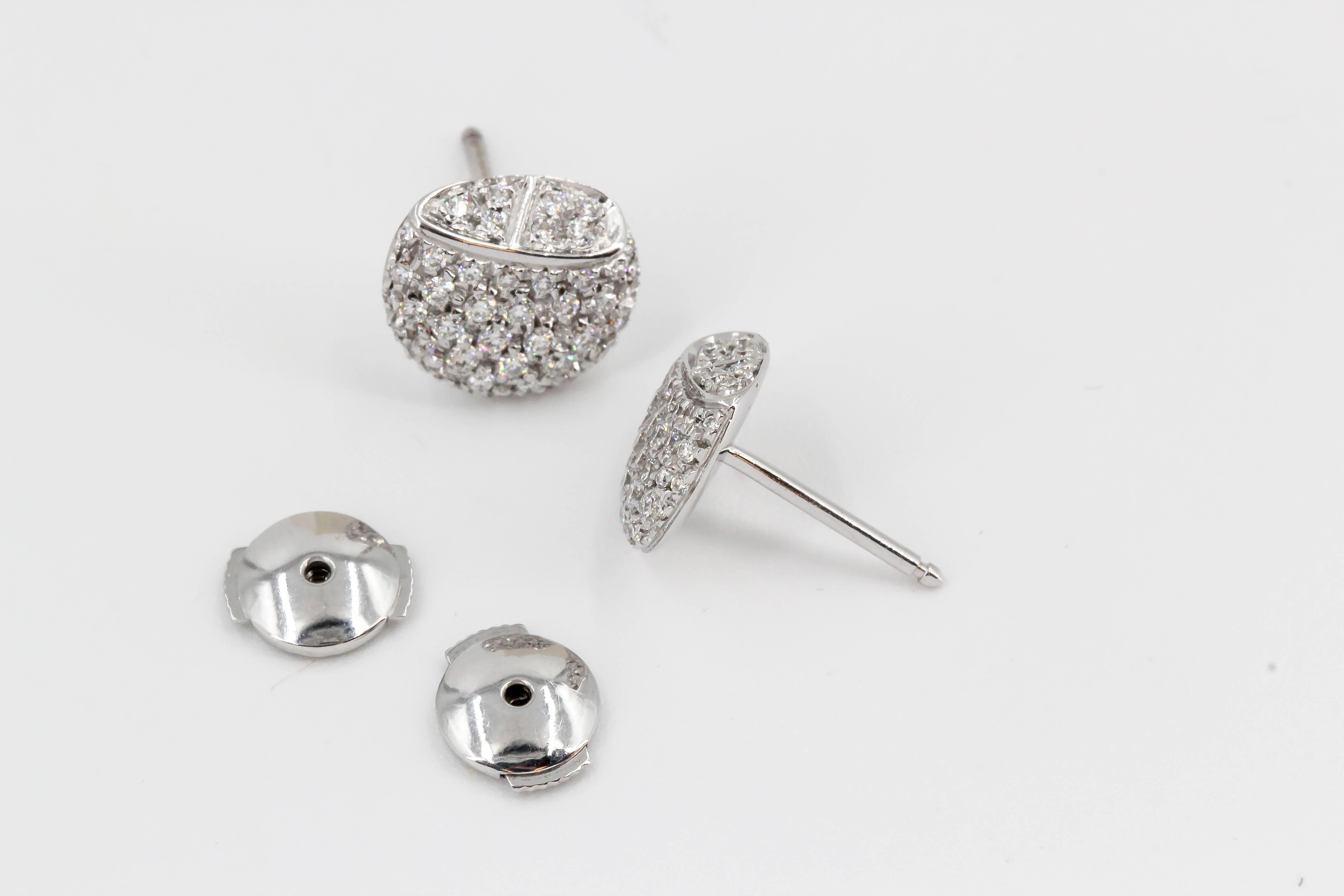 Hermes Diamond and White Gold Stud Earrings at 1stDibs | hermes diamond