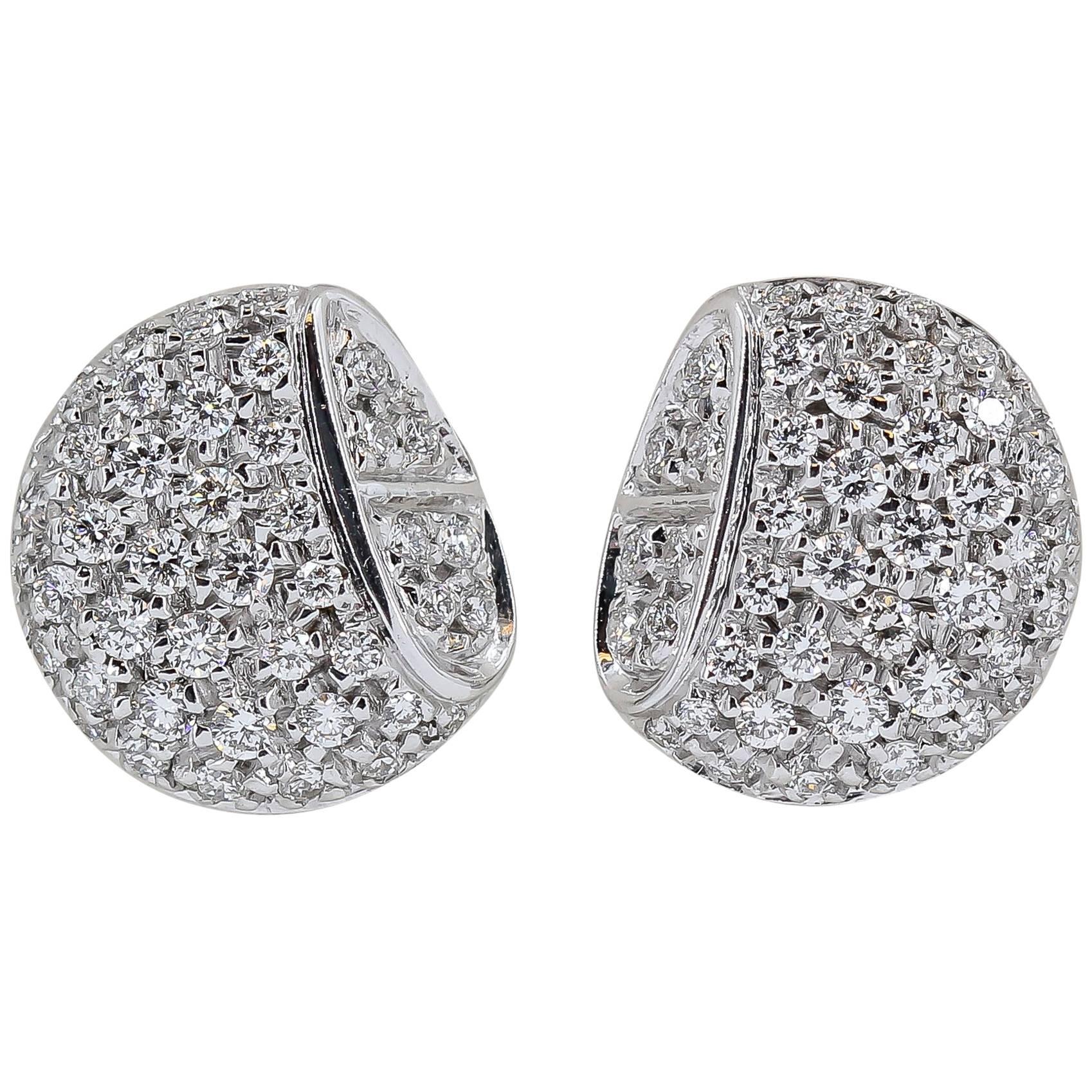 Hermes Diamond and White Gold Stud Earrings