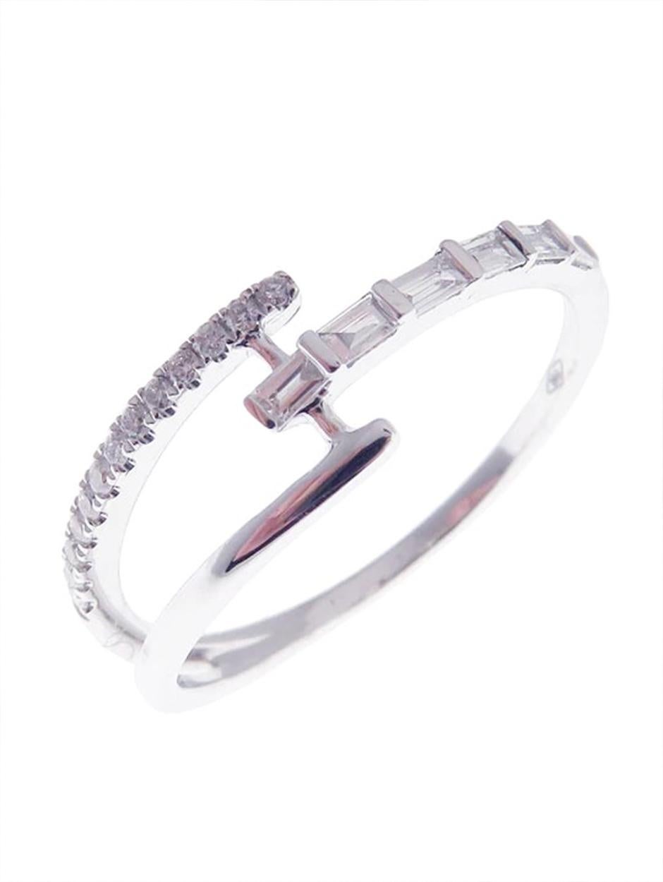 For Sale:  Hermes Diamond Baguette Twin Split Ring 3