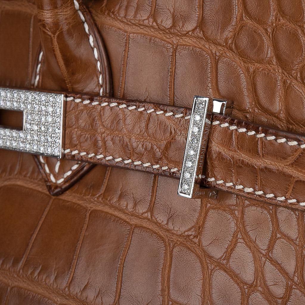 Women's or Men's Hermes Diamond Birkin 35 Bag Fauve Barenia Matte Alligator Rare