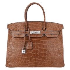 Hermes Diamond Birkin 35 Sac Fauve Barenia Matte Alligator Rare