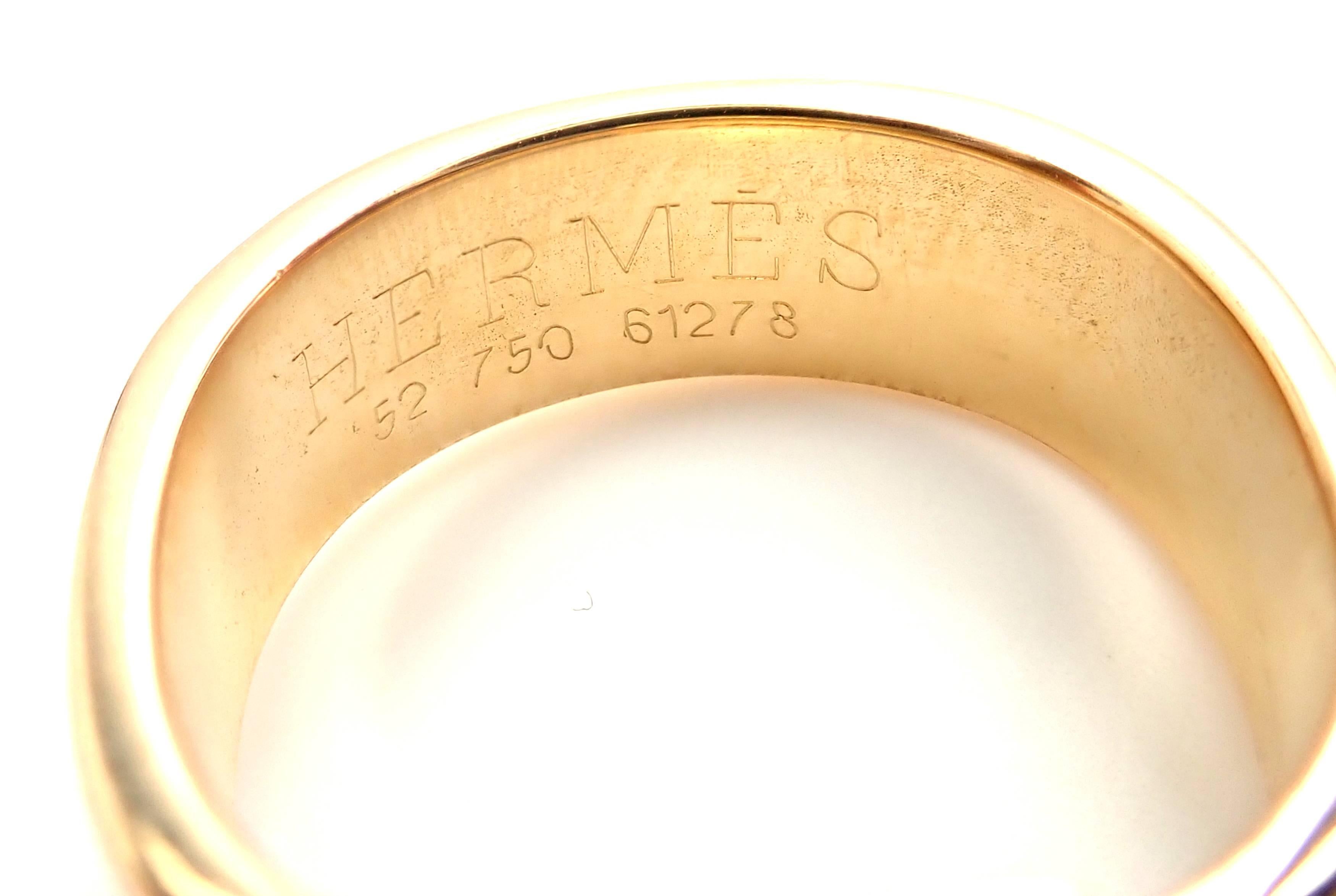Hermes Diamond Buckle Yellow Gold Band Ring 1