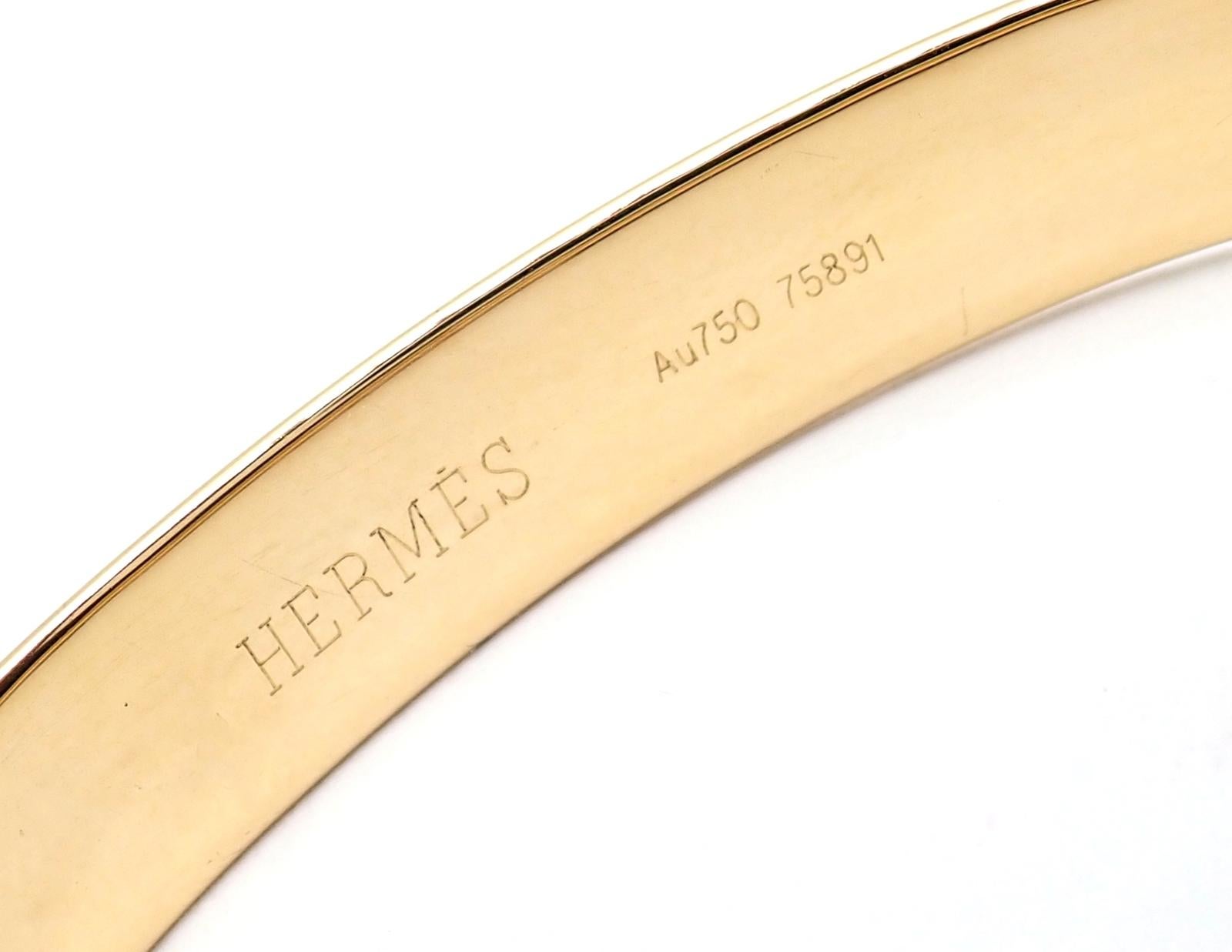 De las mujeres Hermes Diamond Buckle Yellow Gold Bangle Bracelet en venta