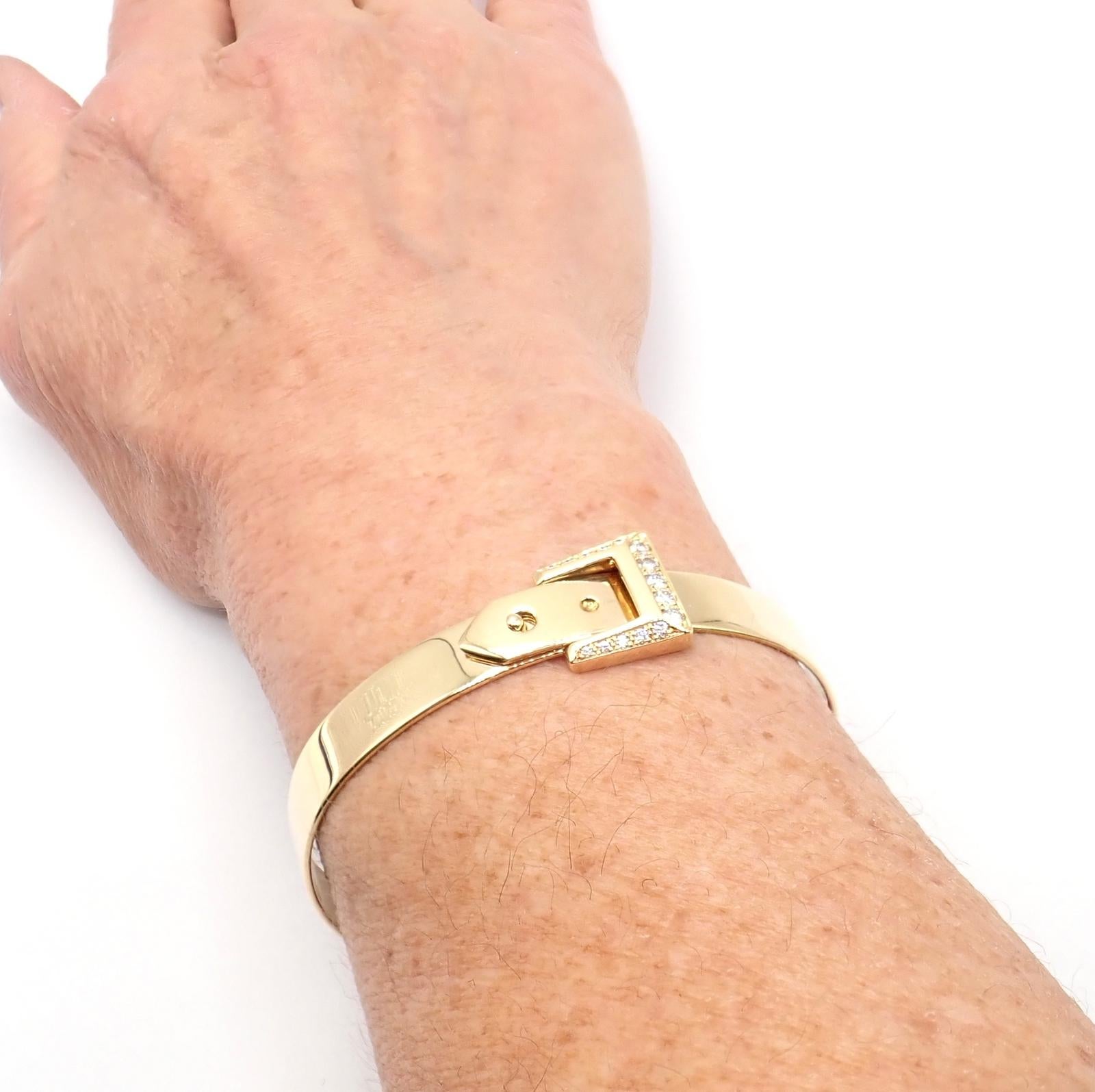 Hermes Diamond Buckle Yellow Gold Bangle Bracelet en venta 2