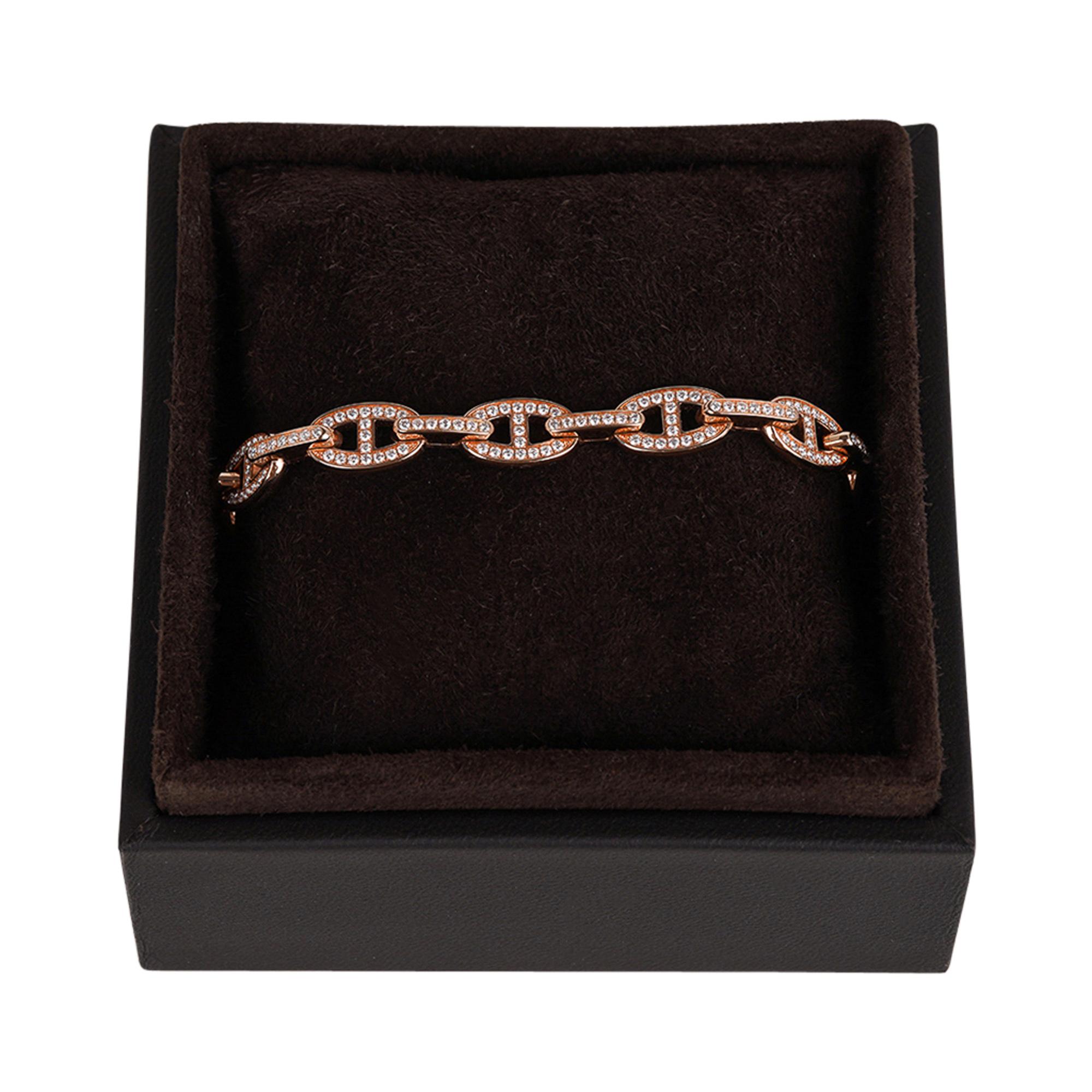 Hermes Diamond Chaine d'ancre Enchainee 18k Rose Gold Bracelet ST 