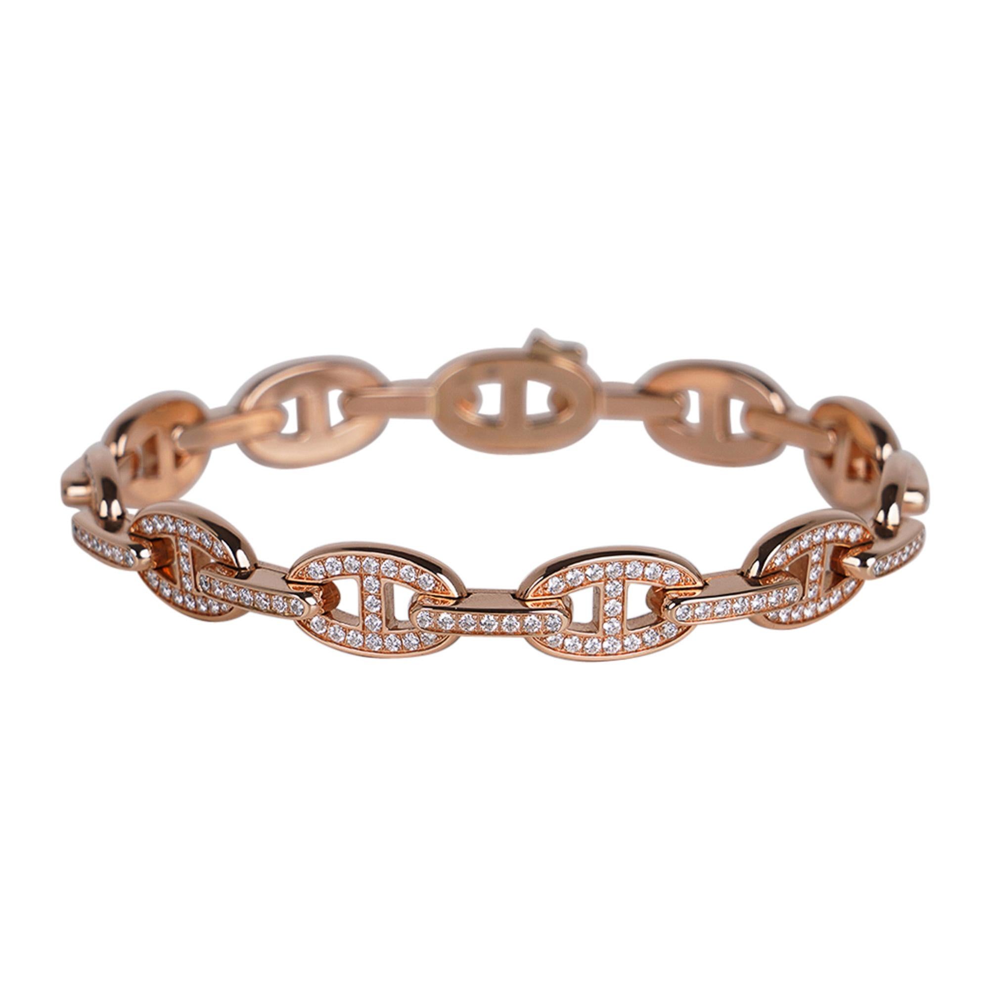 Hermes Diamond Chaine d'ancre Enchainee 18k Rose Gold Bracelet ST 