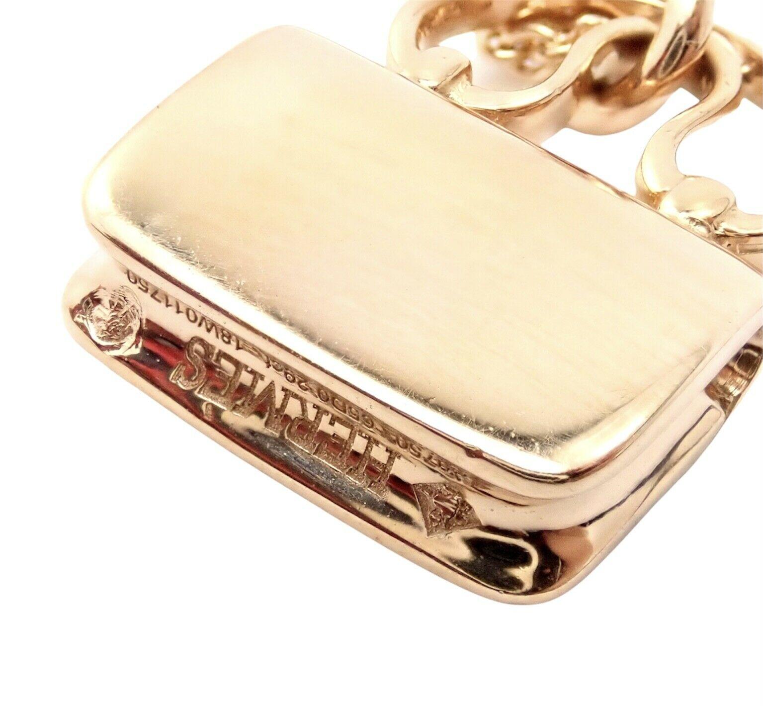 Hermès, collier pendentif Constance Amulette en or rose et diamants en vente 1