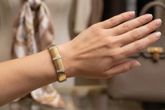 Hermès Diamond Cuff Bracelet 18K White Gold Yellow Gold Woven Design