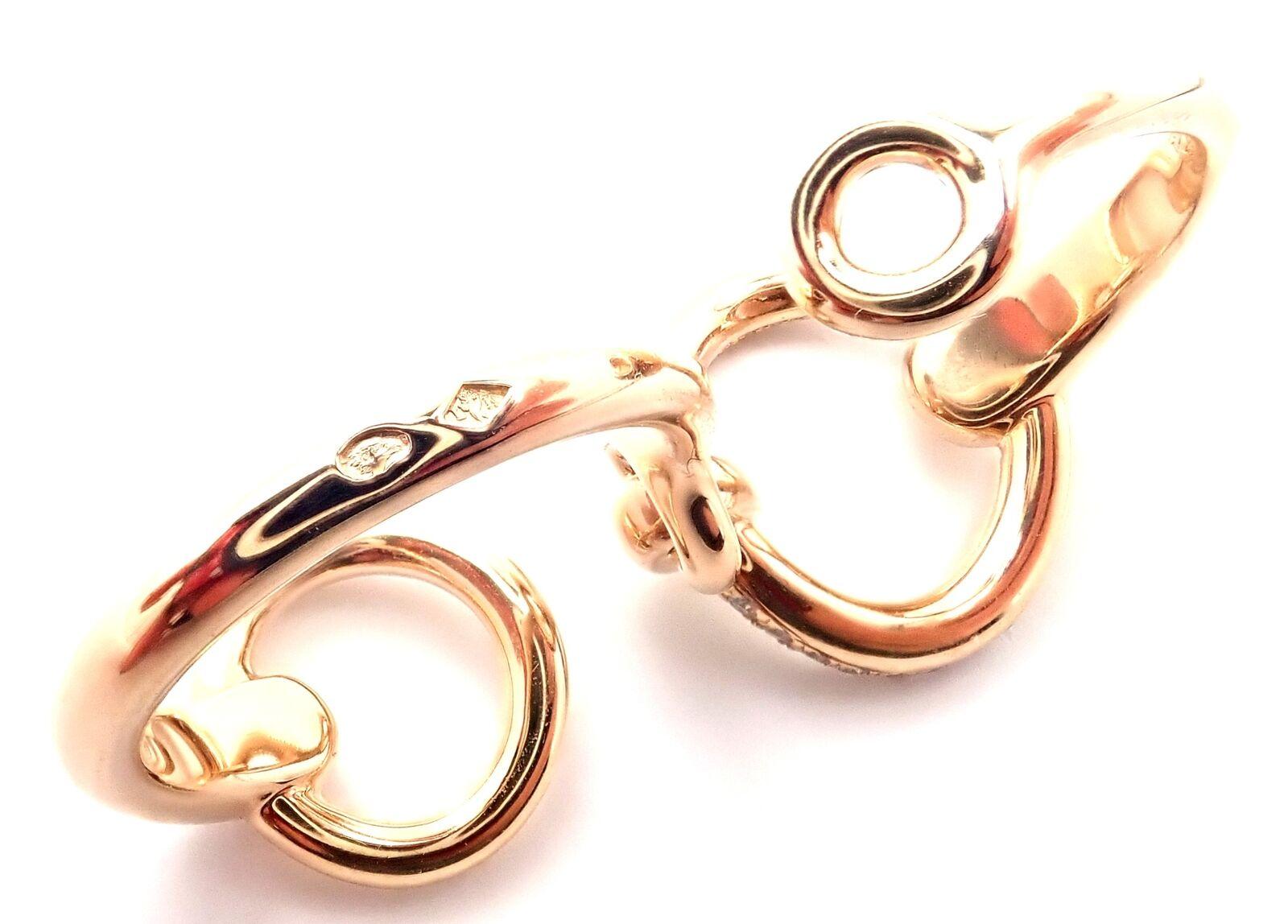 Hermes Diamond Filet d'Or Large Model Double Rose Gold Band Ring For Sale 2