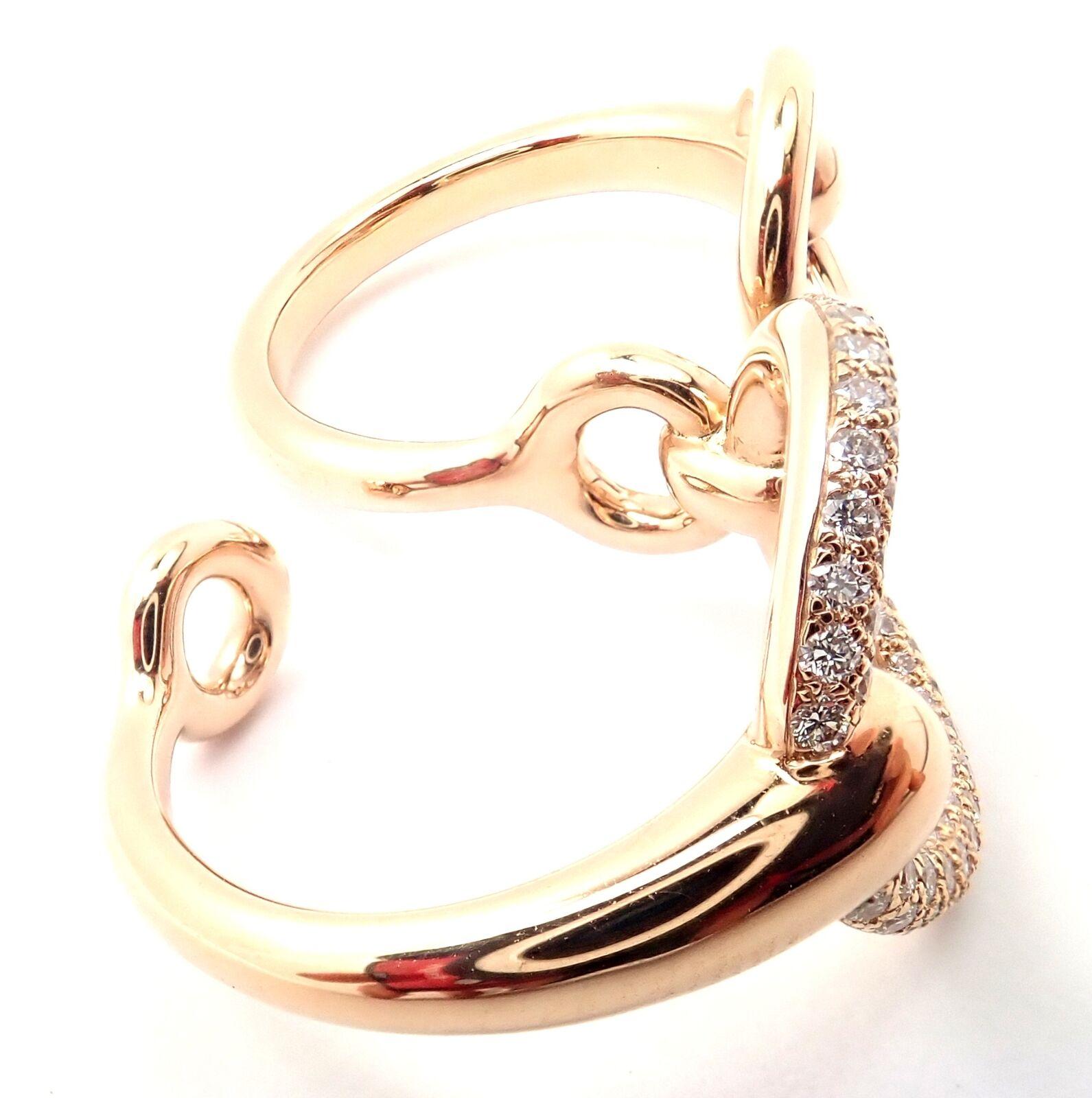 Hermes Diamant Filet d'Or Großer Modell Doppel-Roségold-Ring mit Diamanten (Brillantschliff) im Angebot