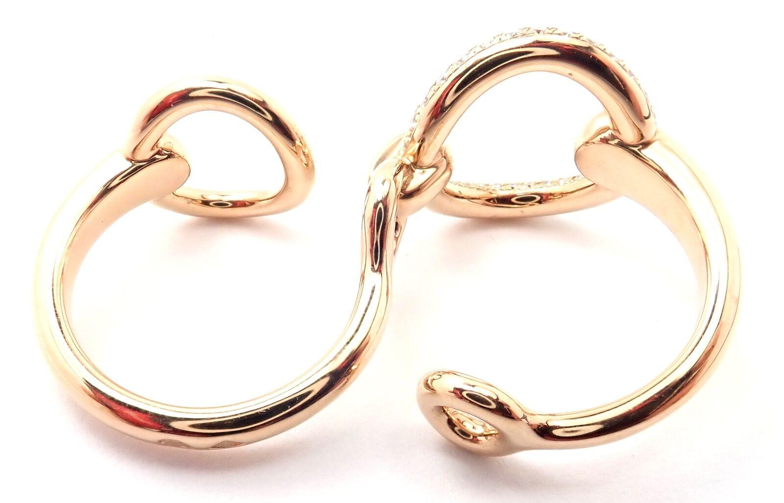 Hermes Diamant Filet d'Or Großer Modell Doppel-Roségold-Ring mit Diamanten im Zustand „Hervorragend“ im Angebot in Holland, PA