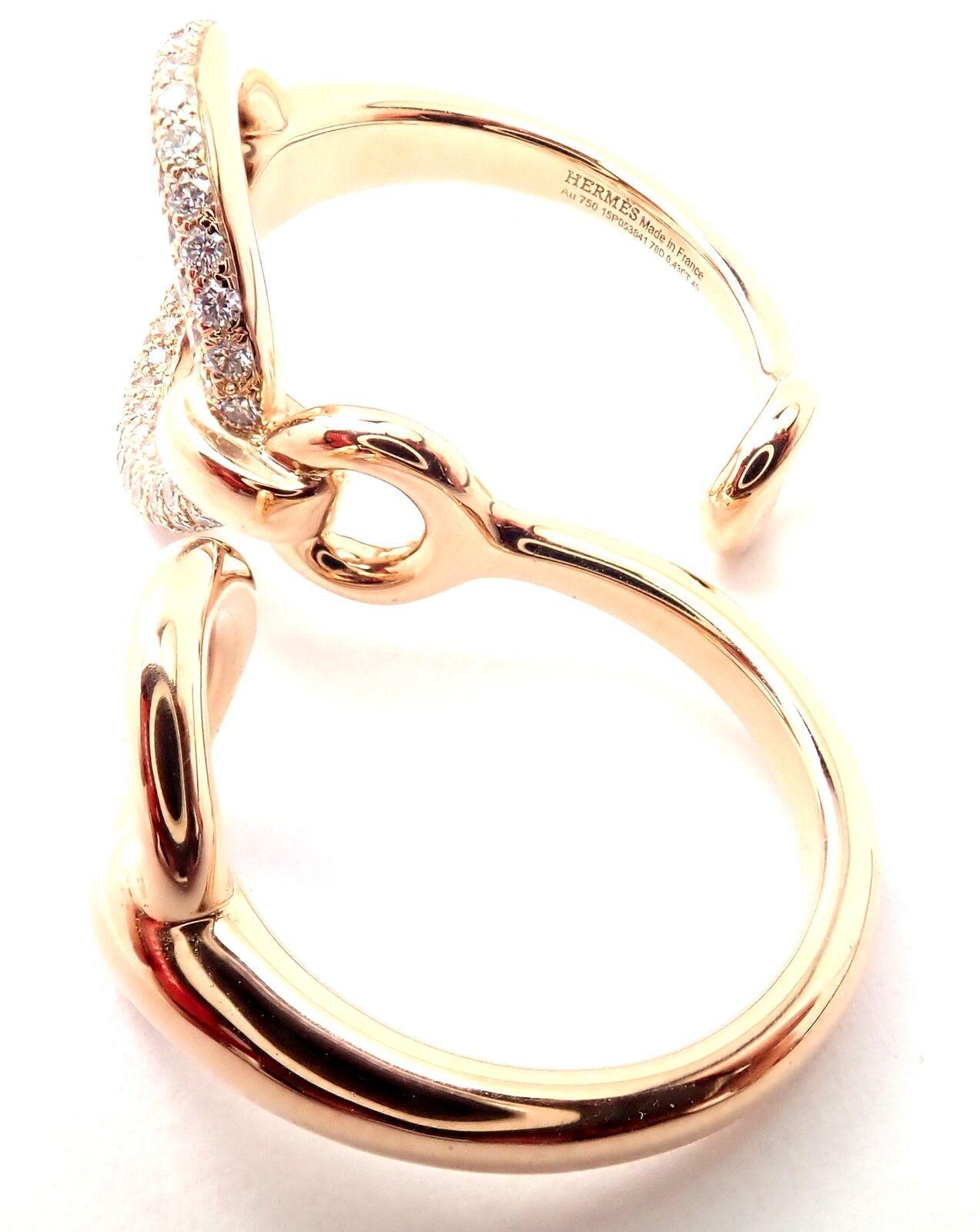 Hermes Diamant Filet d'Or Großer Modell Doppel-Roségold-Ring mit Diamanten für Damen oder Herren im Angebot