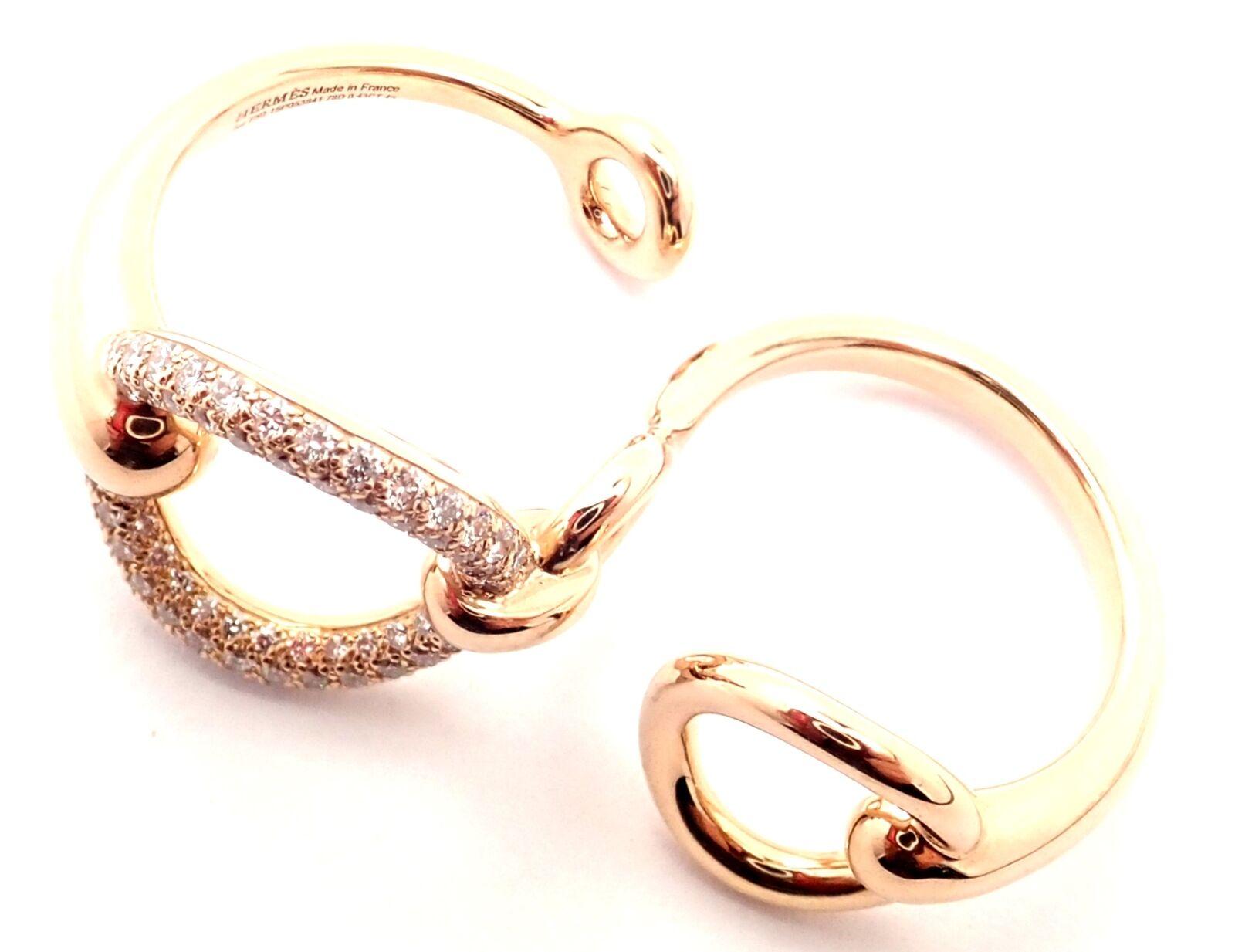 Hermes Diamant Filet d'Or Großer Modell Doppel-Roségold-Ring mit Diamanten im Angebot 1