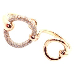 Hermes Diamond Filet d'Or Large Model Double Rose Gold Band Ring