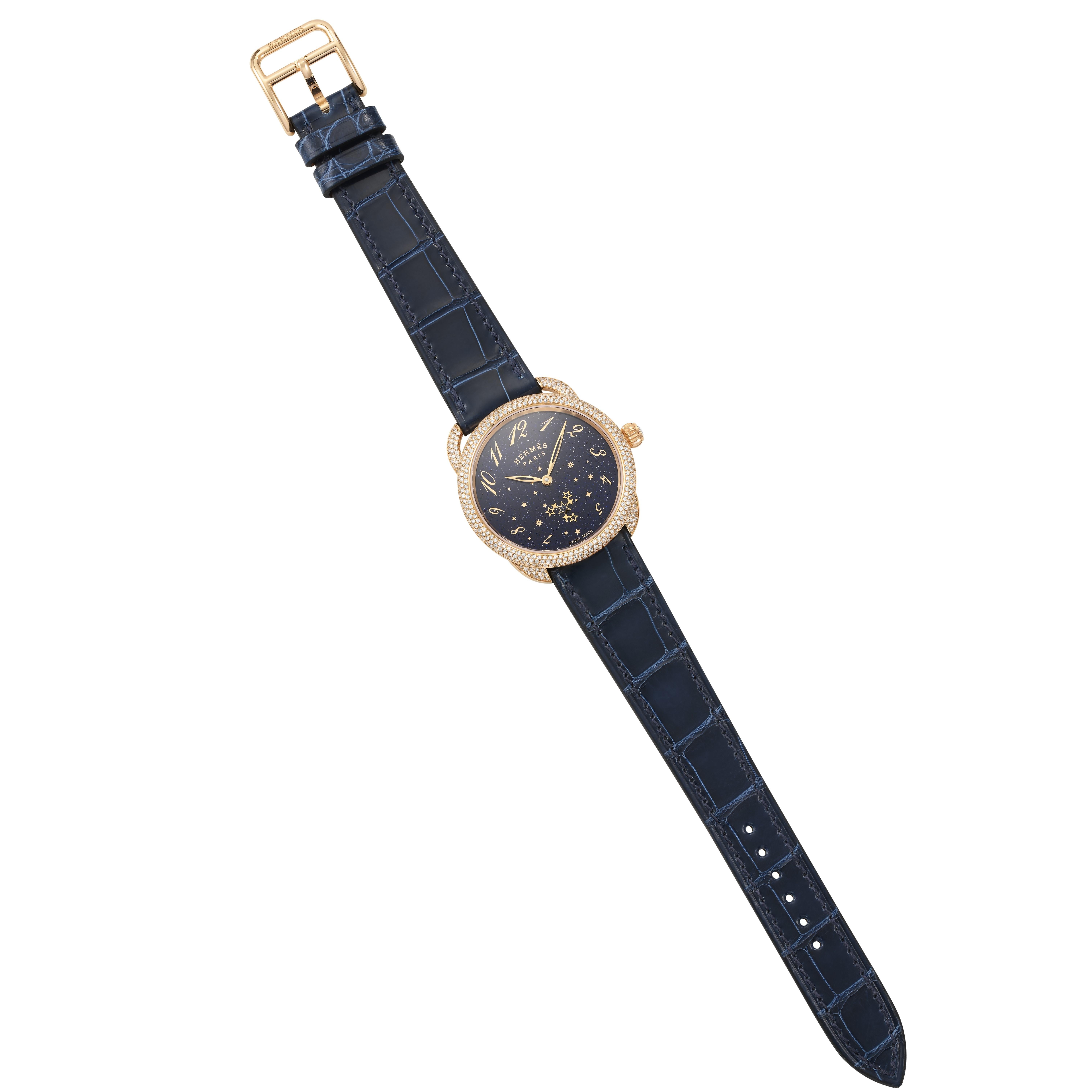 Hermes Diamond Gold Etoilee Automatic Watch 34MM w Aventurine Stars Dial - NEW For Sale 2