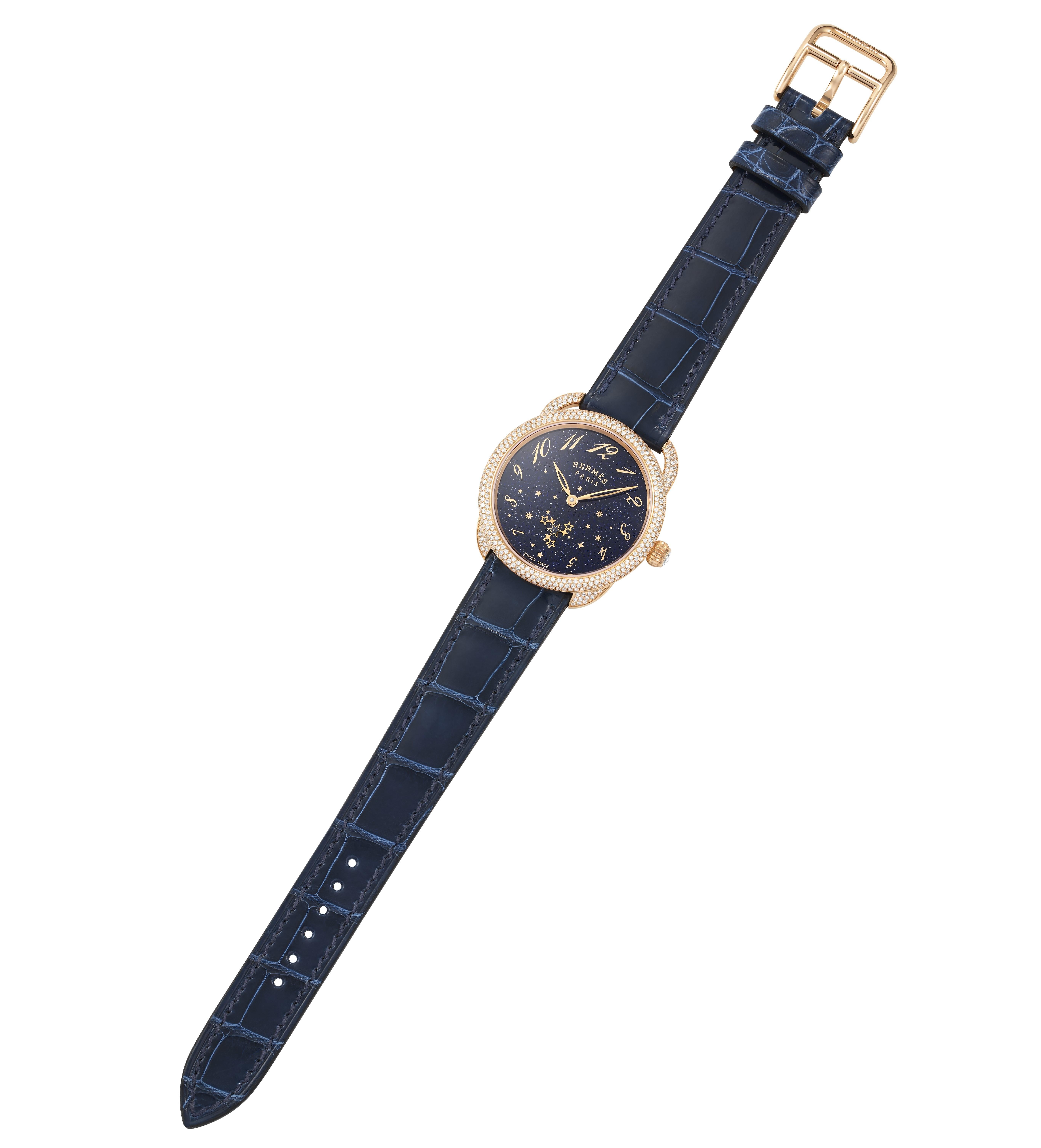 Hermes Diamond Gold Etoilee Automatic Watch 34MM w Aventurine Stars Dial - NEW For Sale 3