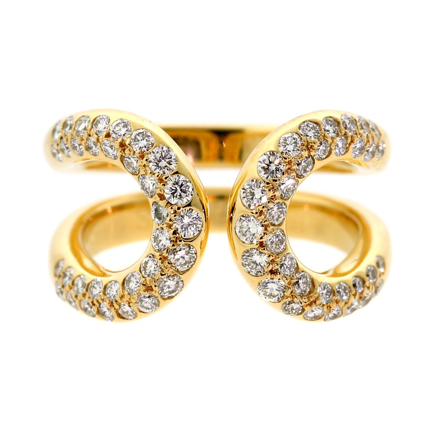 Hermès, bague H en or jaune et diamants Neuf - En vente à Feasterville, PA