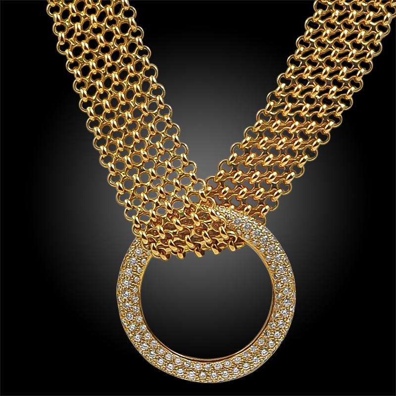 Women's Hermes Diamond Gold Necklace and Bracelet