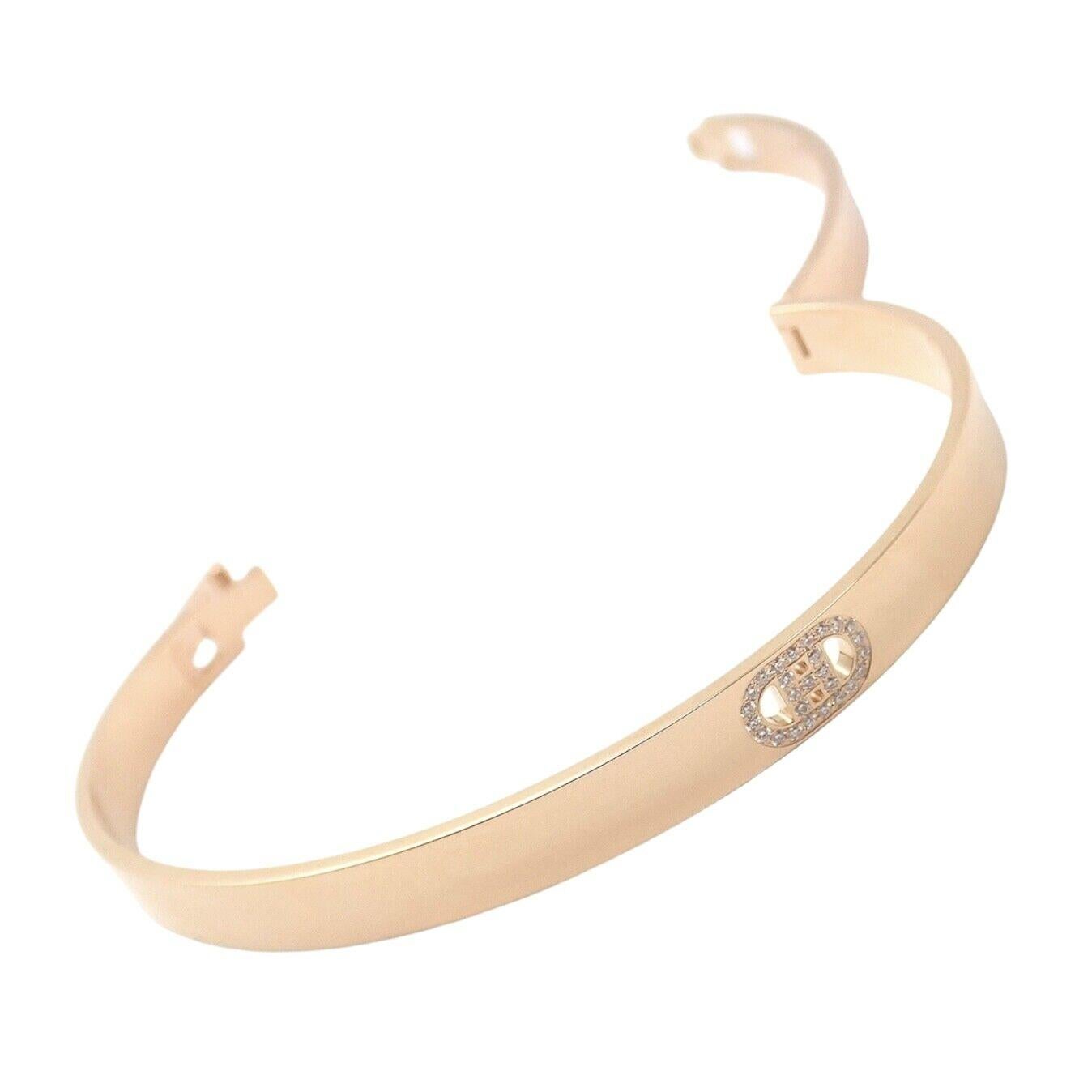 Hermes Diamant H D'ancre Armreif aus Roségold mit Diamanten im Zustand „Hervorragend“ in Southampton, PA