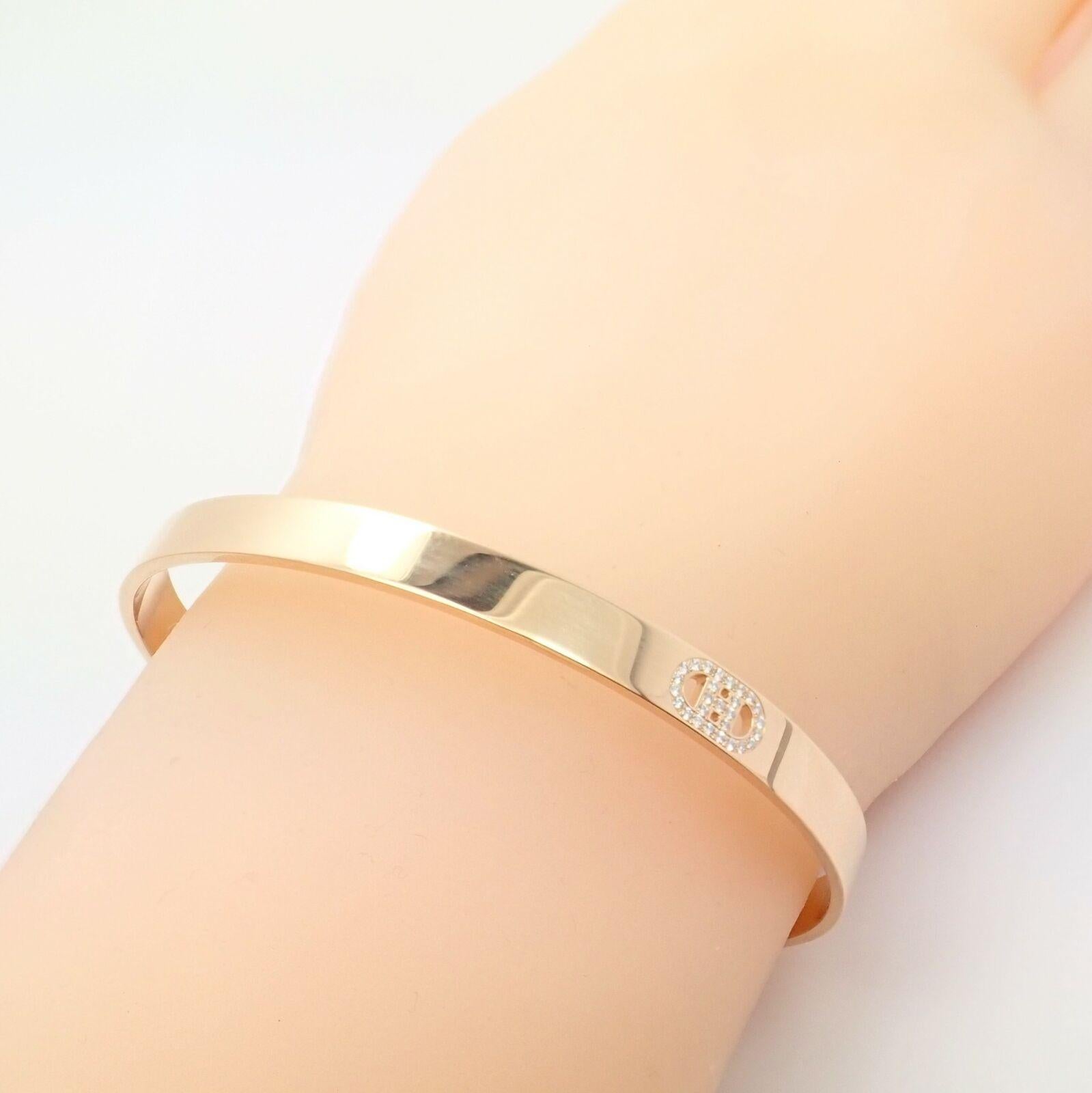 Hermes Diamant H D'ancre Armreif aus Roségold mit Diamanten für Damen oder Herren