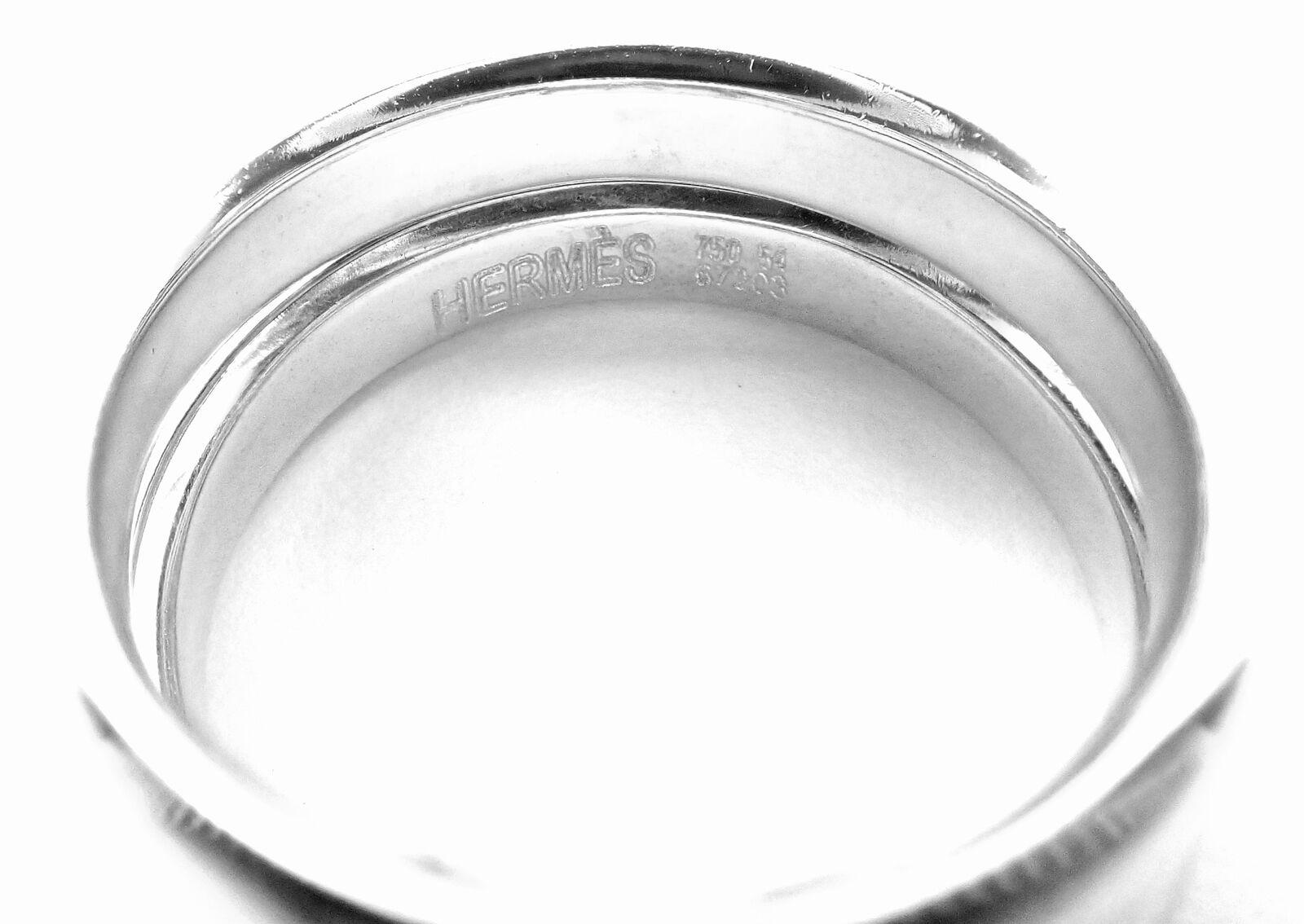 Women's or Men's Hermes Diamond H Double Band Flex White Gold Ring For Sale