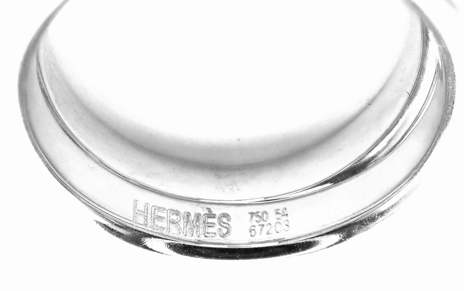 Hermes Diamond H Double Band Flex White Gold Ring For Sale 1