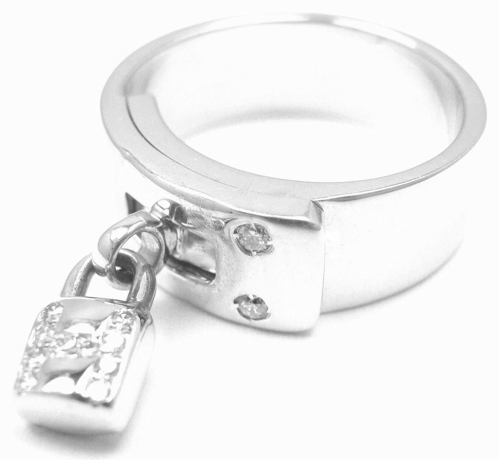 Hermès Diamant H Lock Weißgold Bandring (Brillantschliff) im Angebot