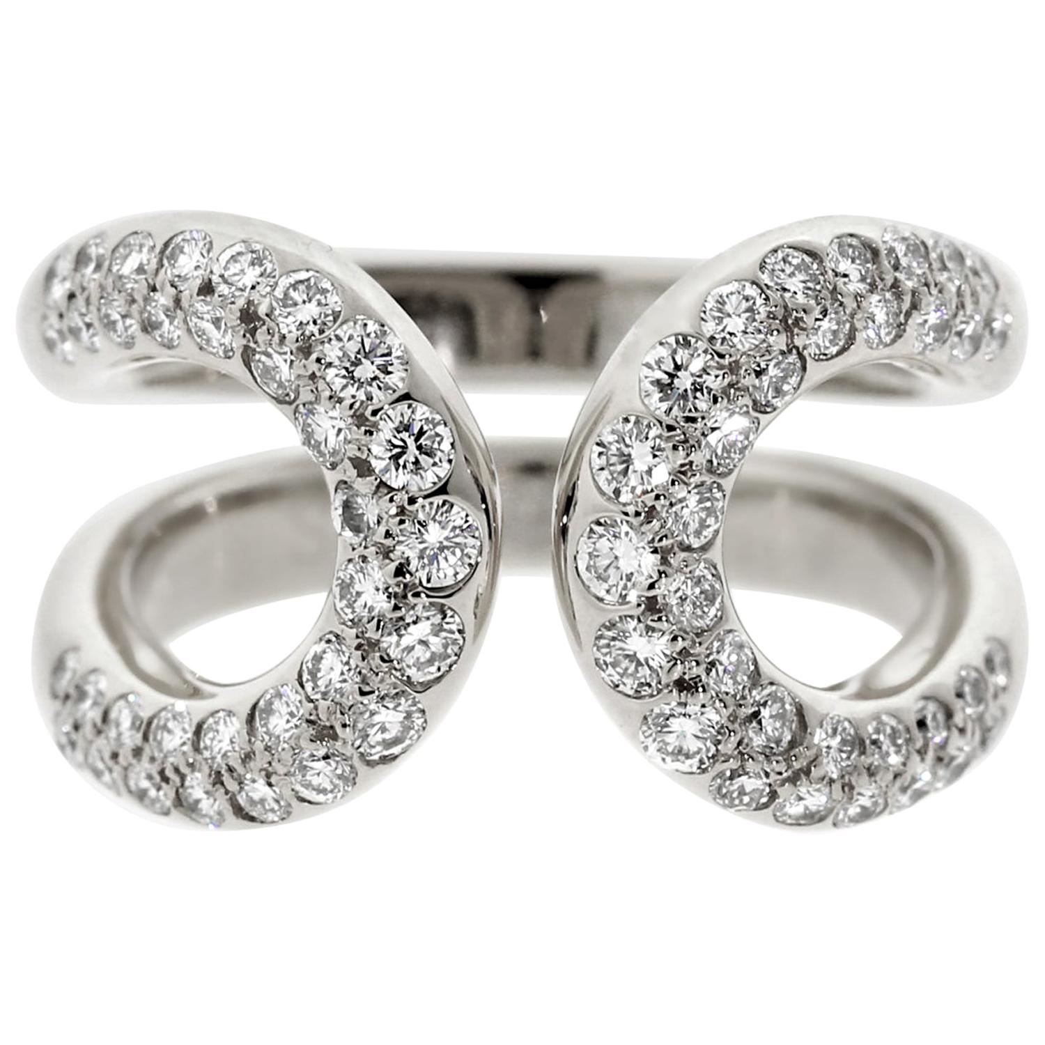 Hermes Diamond H White Gold Cocktail Ring