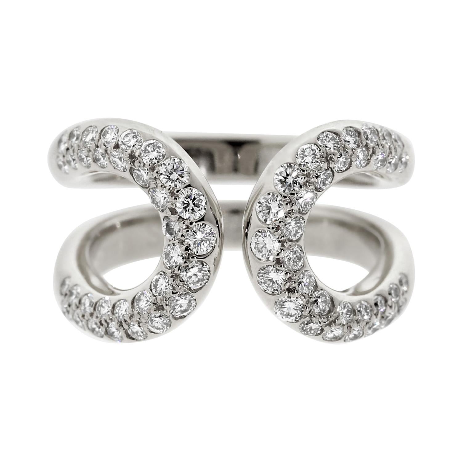 HERMES Diamond Bow White Gold Ring at 1stDibs | hermes diamond ring