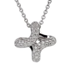 Hermès Diamond H White Gold Pendant Necklace