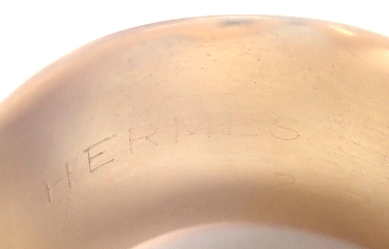 Hermes Diamond Horse bit Wide Yellow Gold Band Ring 5