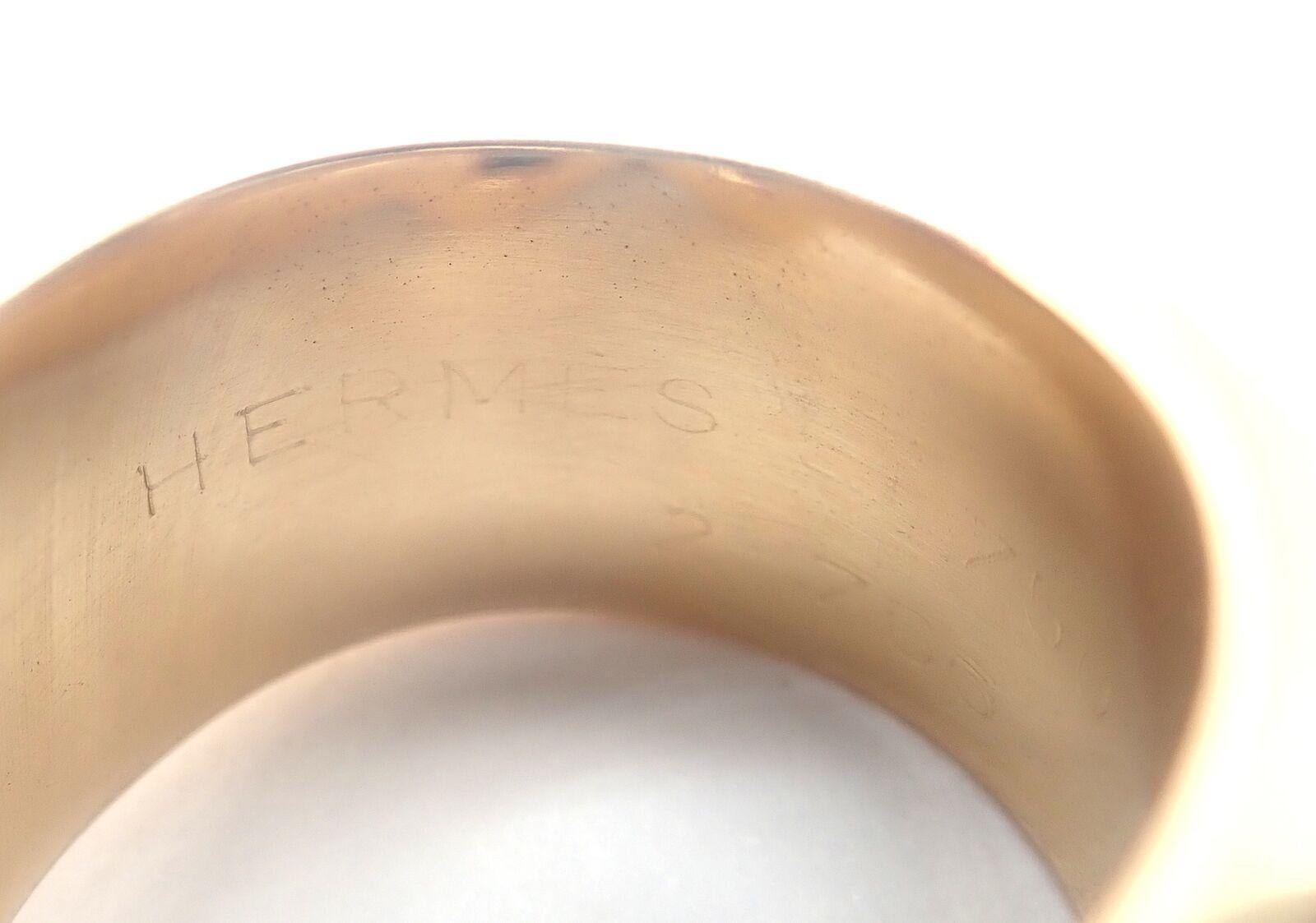 Hermes Diamond Horse bit Wide Yellow Gold Band Ring 6