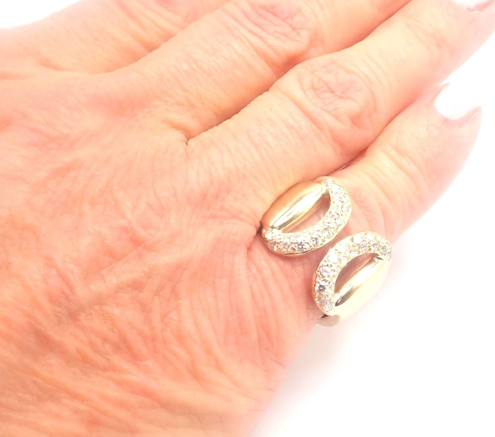 Hermes Diamond Horse bit Wide Yellow Gold Band Ring 2