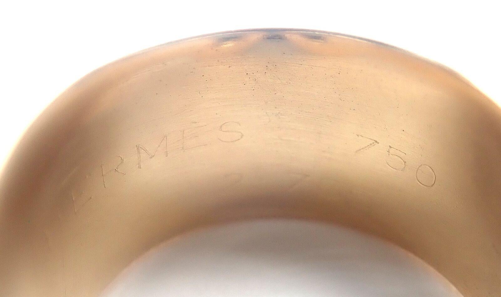 Hermes Diamond Horse bit Wide Yellow Gold Band Ring 3