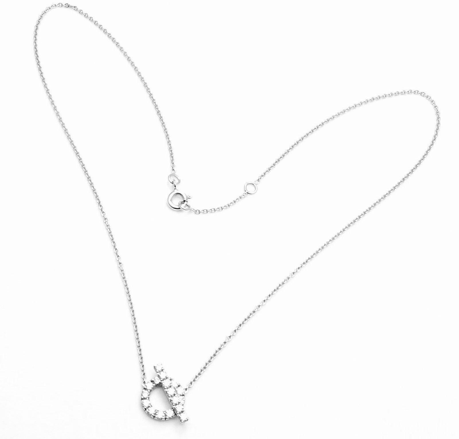 18k White Gold Diamond IO Finesse Round Chain Pendant Necklace by Hermes. 
With 19 round brilliant cut diamonds VS1 clarity, E color total weight approx. 0.57ct\
Details: 
Length: 16