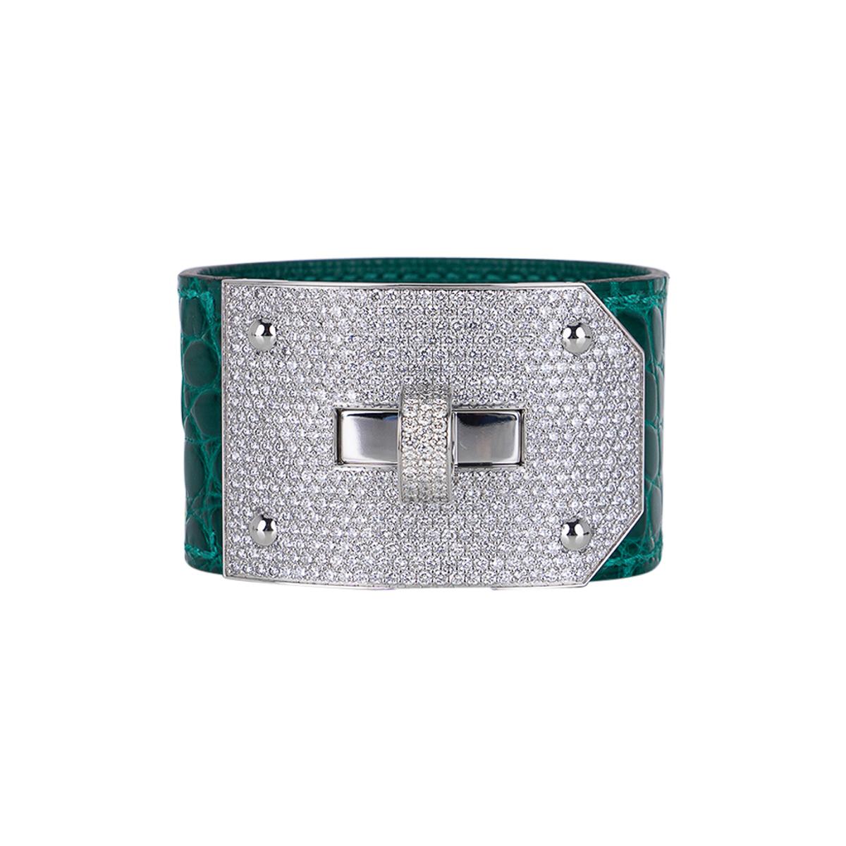 Hermes Diamond / Spinel Kelly Cuff Bracelet 18k Gold 6 Interchangeable Straps 1