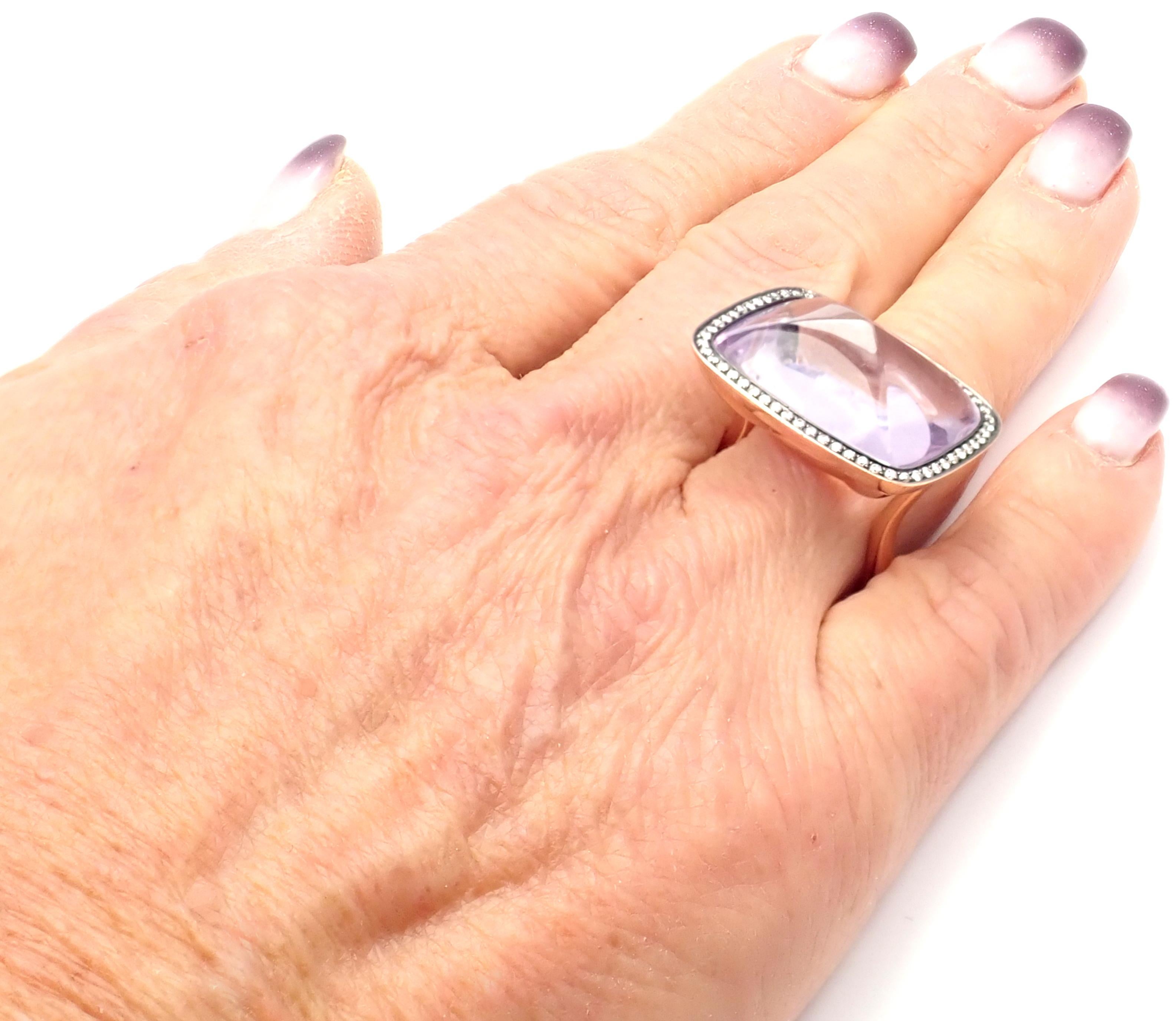 Großer Amethyst-Roségold-Ring von Hermes mit Diamant im Angebot 7