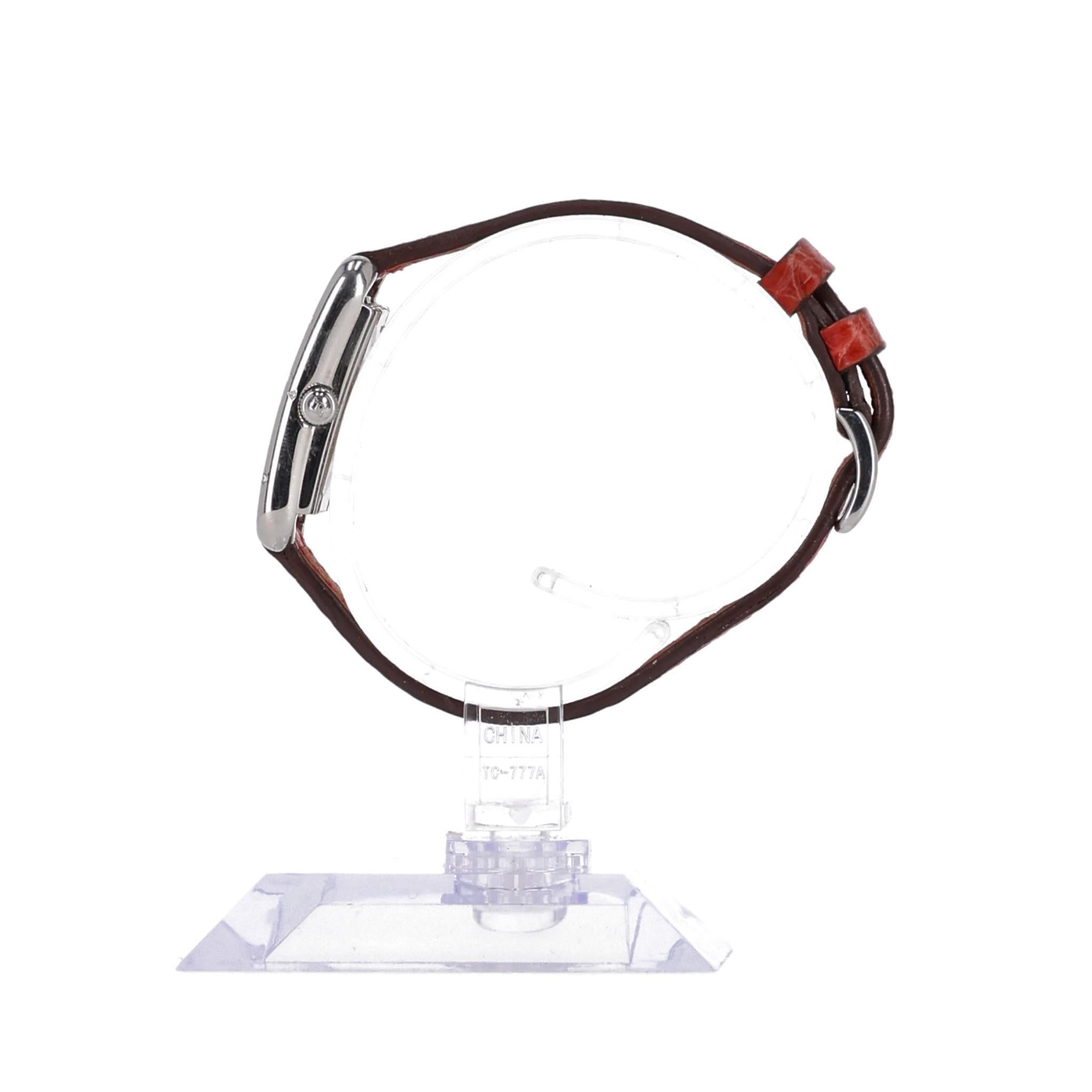 Hermes Diamond Nantucket Watch With Alligator Strap For Sale 1