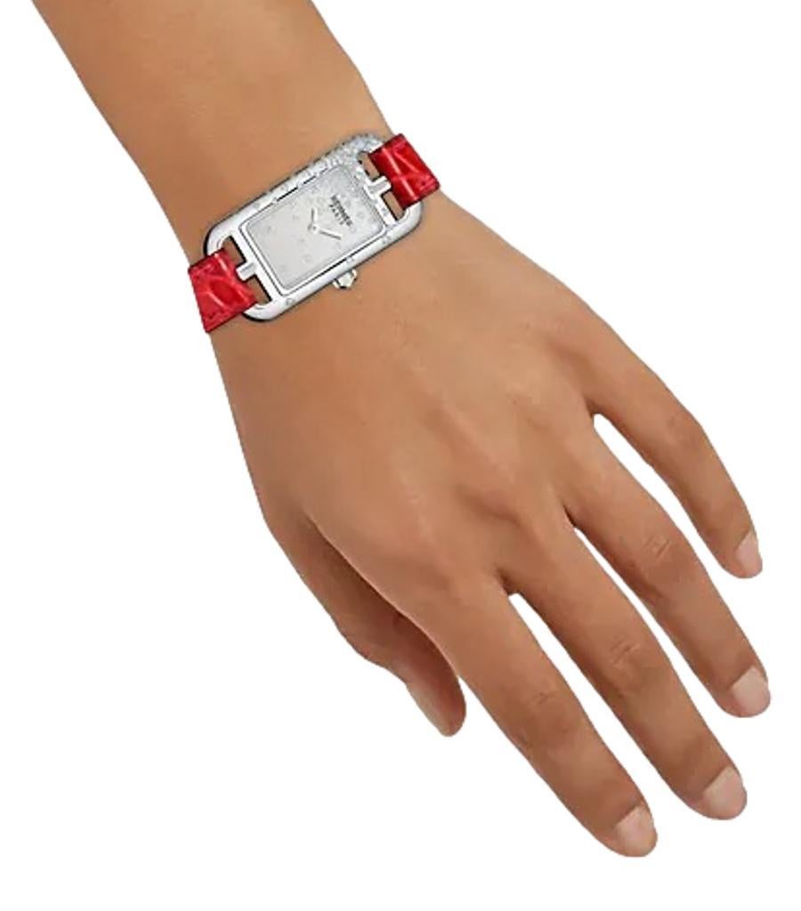Montre Hermes Diamond Nantucket avec bracelet en alligator en vente 1