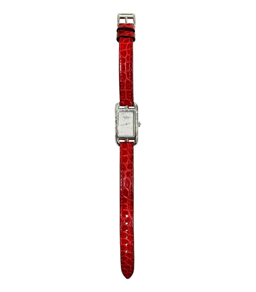 Women's Hermes Diamond Nantucket Watch With Alligator Strap For Sale