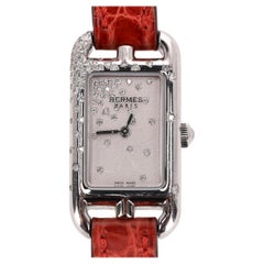 Montre Hermes Diamond Nantucket avec bracelet en alligator