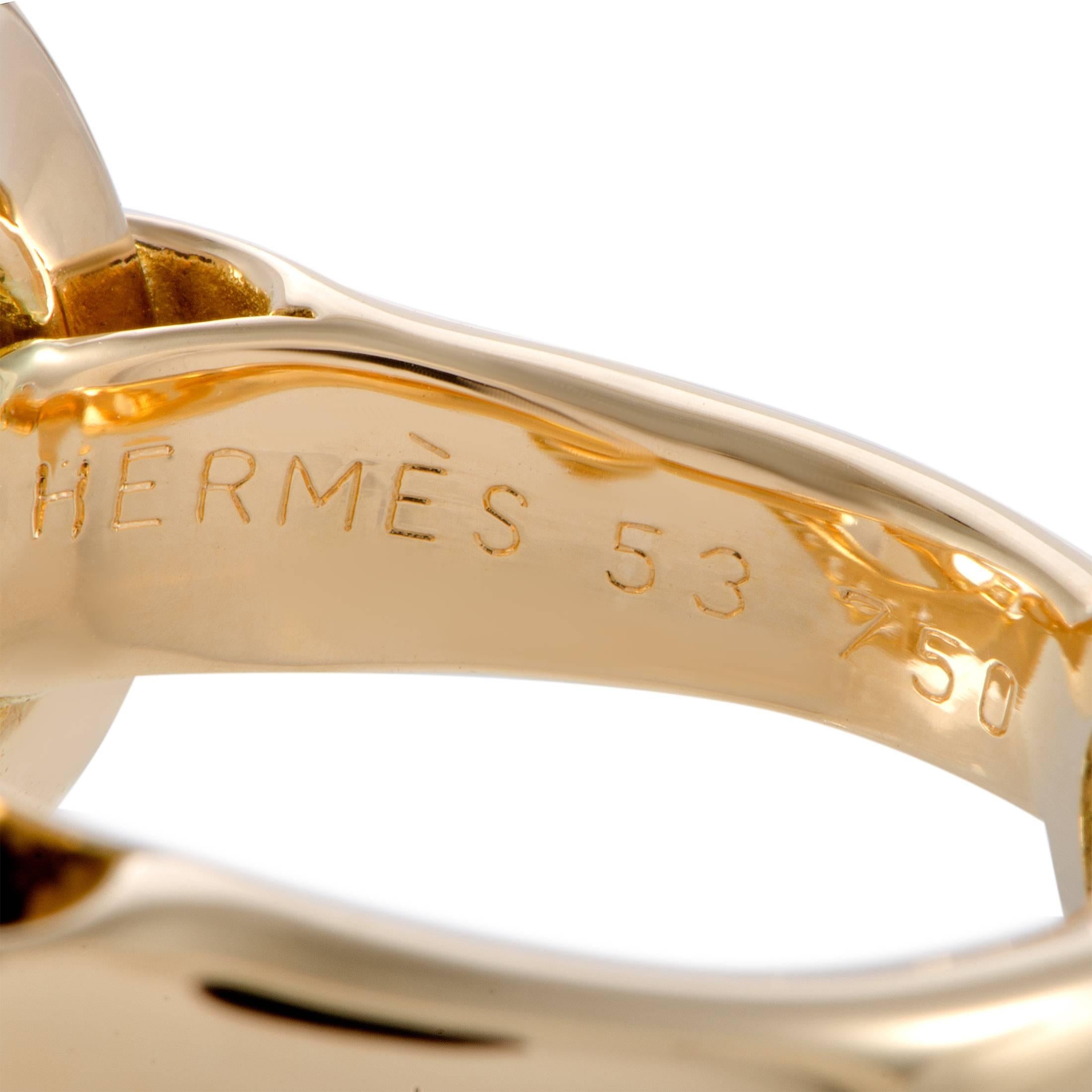 Women's Hermes Diamond Pave Yellow Gold Circle Ring