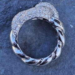 Hermes Diamond Ring Pave Love Knot Twist Or blanc 18k Taille 52 US 6.25