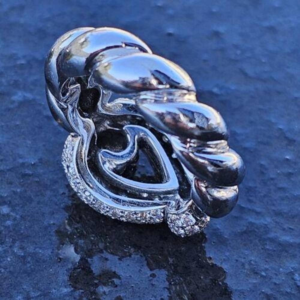 Taille ronde Hermes Diamond Ring Pave Love Knot Twist Or blanc 18k Taille 52 US 6.25 en vente